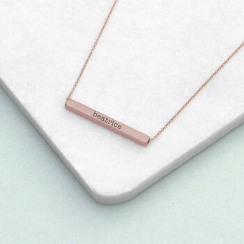 Personalised Rose Gold Plated Bar Necklace, 6 of 12