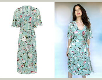 Wrap Dress In Summerhouse Print Silk Devore, 2 of 2