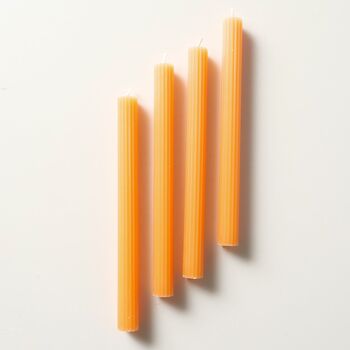 Pumpkin Orange Ribbed Dinner Taper Candle : Set Of Four, 2 of 4