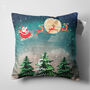 Christmas Cushion Cover With Santa And Fly Reindeers, thumbnail 5 of 7