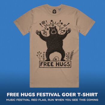 Free Hugs Festival Bear Adult Men's T Shirt, 2 of 10