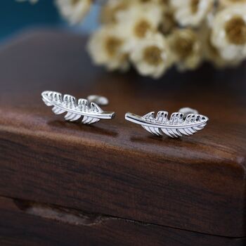 Sterling Silver Dainty Little Feather Stud Earrings, 2 of 12