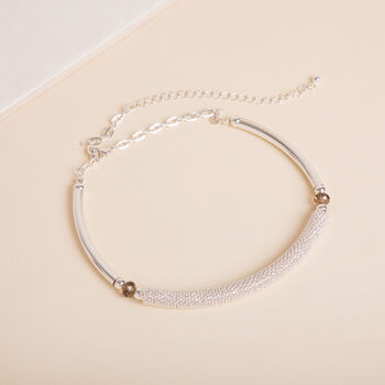 Silver Colour Collar Necklace With Bead Textured Detail, 3 of 3