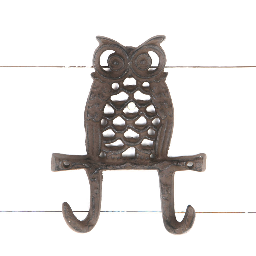 Handcast Cast Iron Owl Double Wall Hook, Fathers Day, 1 of 2