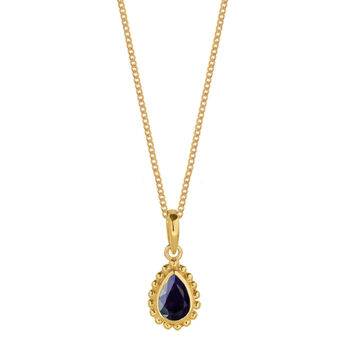 September Birthstone Sapphire Gold Plated Necklace, 2 of 12