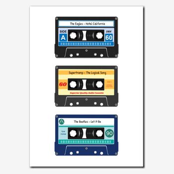 Personalised Three Cassette Tapes Print Gift, 3 of 6