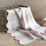 Personalised Cashmere Striped Baby Blanket With Scalloped Edges, thumbnail 1 of 8