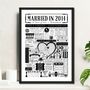Married In 2014 Map Print, Personalised 12th Silk Anniversary Gift, thumbnail 1 of 12