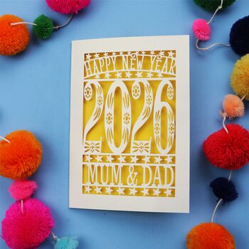 Personalised 2026 Papercut Happy New Year Card, 7 of 8