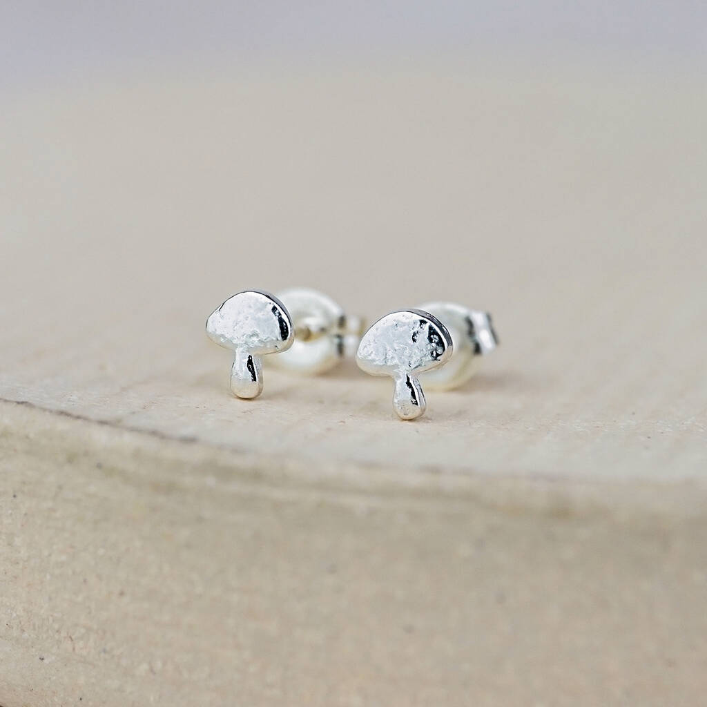 Sterling Silver Mini Mushroom Studs, 1 of 3