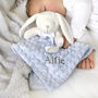 Personalised Blue Bobble Bunny Baby Comforter, thumbnail 1 of 8