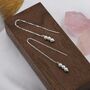 Pearl Trio Threader Earrings In Sterling Silver, thumbnail 6 of 11