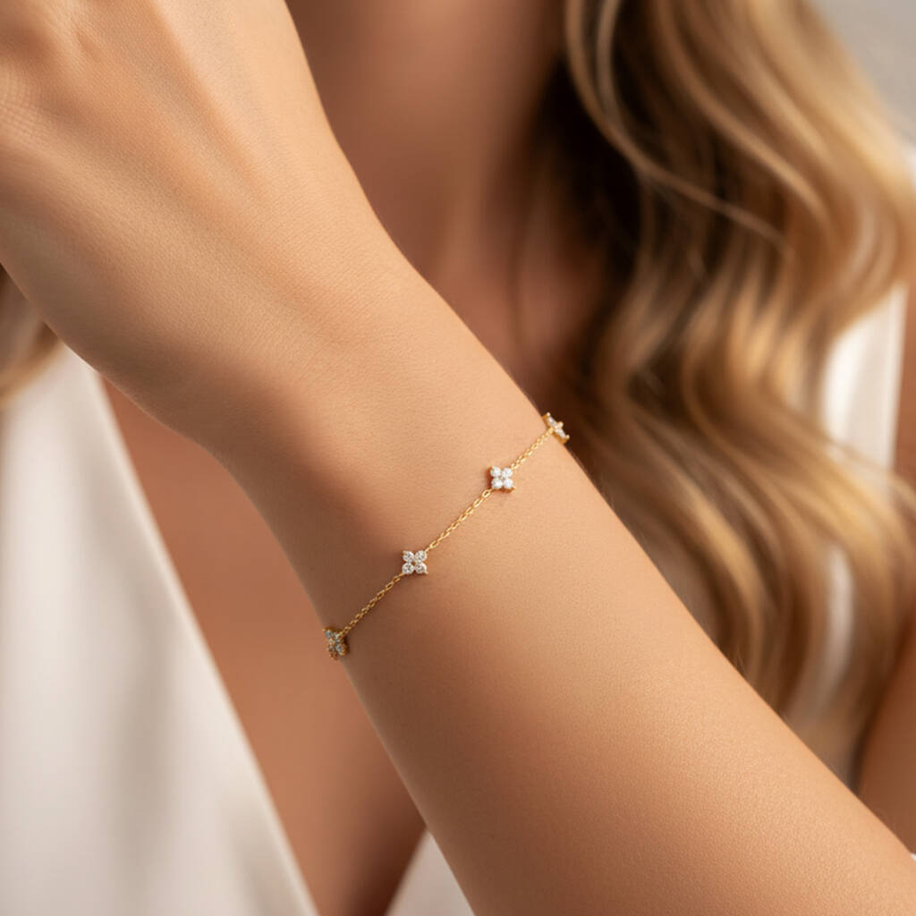 Gold Or Silver Women's Dainty Hydrangea Bracelet, Christmas Jewellery Gift, 1 of 9