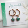 Emerald May Birthstone Star Hoop Earrings, thumbnail 3 of 10