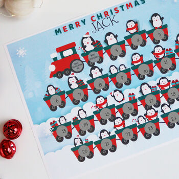 Personalised Penguin Scratch Off Activity Calendar, 2 of 4