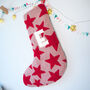 Pink And Red Star Personalised Christmas Stocking, thumbnail 1 of 3