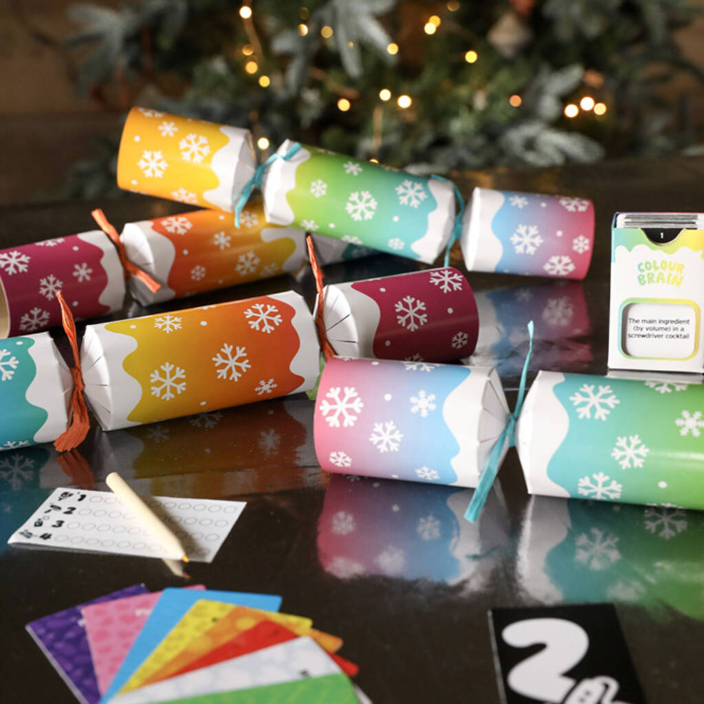 Colour Brain Game Multicoloured Christmas Crackers Set Of Six, 1 of 4