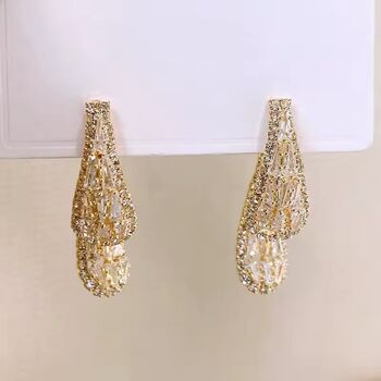 Monaco D’or Gold Pear Baguette Pavé Infinity Drop Earrings, 2 of 3