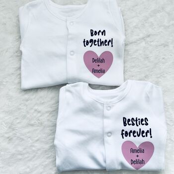 Personalised Twin Baby Grows | Twin Gifts, 9 of 9
