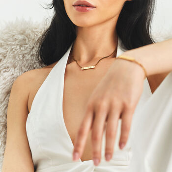Personalised Sparkling Petite Cosmic Star Bar Necklace In Gold, 8 of 12