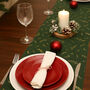 Green And Gold Holly Leaves Muslin Christmas Table Runner 3m, thumbnail 1 of 3