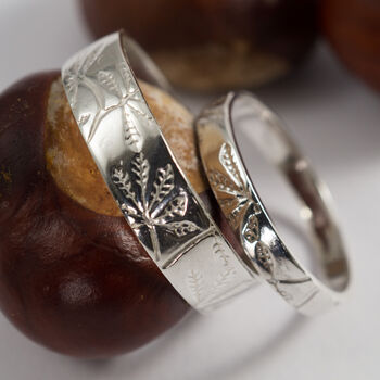 Horse Chestnut Wedding Bands In Eco Silver, 2 of 7