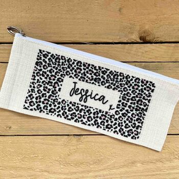 Personalised Leopard Print Pencil Case, 2 of 2