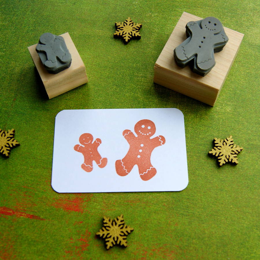 Gingerbread Man Christmas Rubber Stamp, 1 of 2