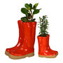 Personalised Set Of Two Poppy Red Welly Boot Planters, thumbnail 2 of 11