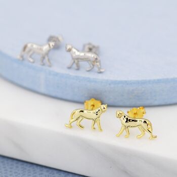 Sterling Silver Tiny Leopard Stud Earrings, 2 of 12
