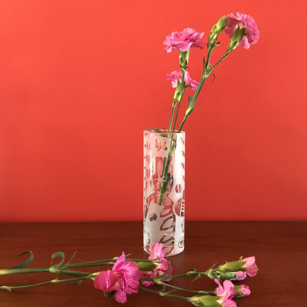 Contemporary Hand Decorated Bud Vase By Caroline Rees