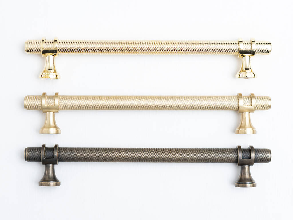 Buy Solid Satin Brass Knurled Pull Handles & Knobs | Brass Bee