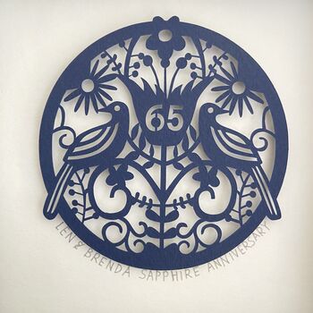 Personalised Framed 65th Anniversary Paper Cut, 6 of 9