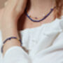 Clara Double Chain Necklace With Lapis Lazuli And Pearls, thumbnail 3 of 4