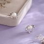 Genuine Pearl And Mobius Circle Stud Earrings In Sterling Silver, thumbnail 2 of 12