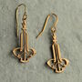 Gold Art Deco Harp Earrings, thumbnail 1 of 6