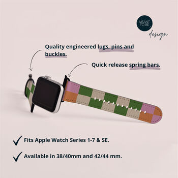 Y2k Colour Check Vegan Leather Apple Watch Band, 7 of 7