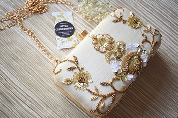 Iya Ivory Silk Embroidered Clutch, 3 of 6