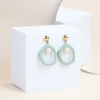 Clay Hoop Earrings With Freshwater Pearls Gold Plated, 2 of 6