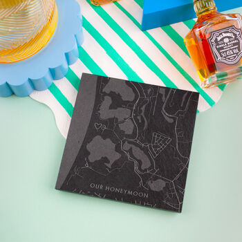 Any Location Street Map Slate Coaster Set, 2 of 9