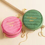 Personalised Quilted Velvet Round Travel Jewellery Case, thumbnail 1 of 6