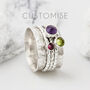 Personalised Birthstone Manifest Silver Spinning Ring, thumbnail 1 of 11