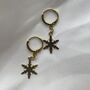 Gold Plated Snowflake Huggie Hoop Christmas Earrings, thumbnail 1 of 3