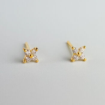 Sterling Silver Tiny Crystal Stud Earrings, 2 of 8