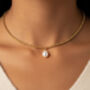 Dainty Women's Chain Beaded Ball Choker Or Necklace In 18k Gold, thumbnail 5 of 5