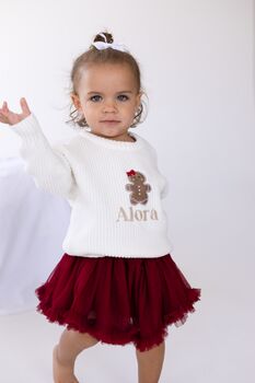 Christmas Gingerbread Embroidered Personalised Knitted Jumper, 4 of 5