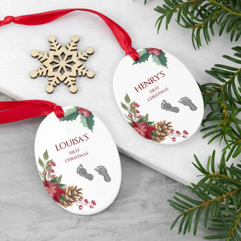 Personalised Baby's First Christmas Oval Ornament, 2 of 5