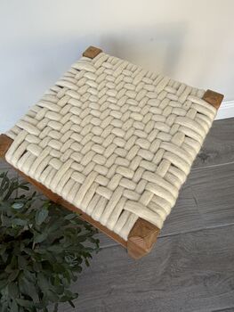 Upcycled 70's Woven Stools With Felted Merino Wool, 12 of 12