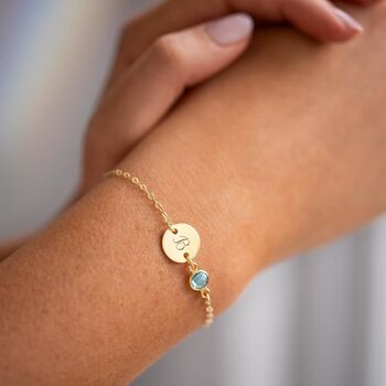 Personalised Initial Disc And Birthstone Bracelet, 5 of 12