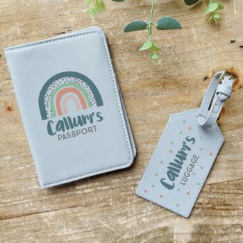 Personalised Rainbow Passport Cover And Luggage Tag, 2 of 3